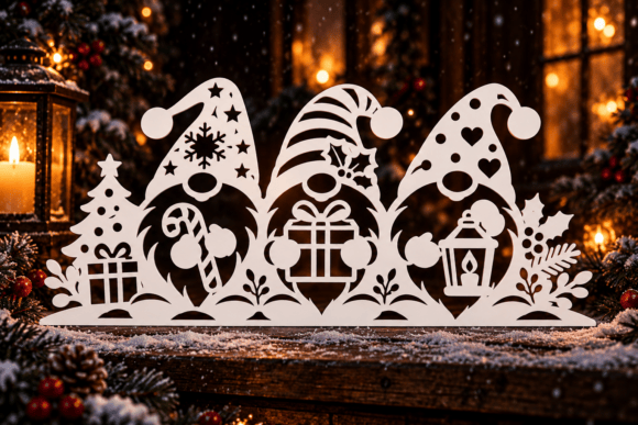Christmas Gnome Trio Laser Cut File (Design 1) laser cut file