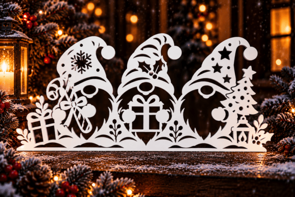 Christmas Gnome Trio Laser Cut File (Design 2) laser cut file