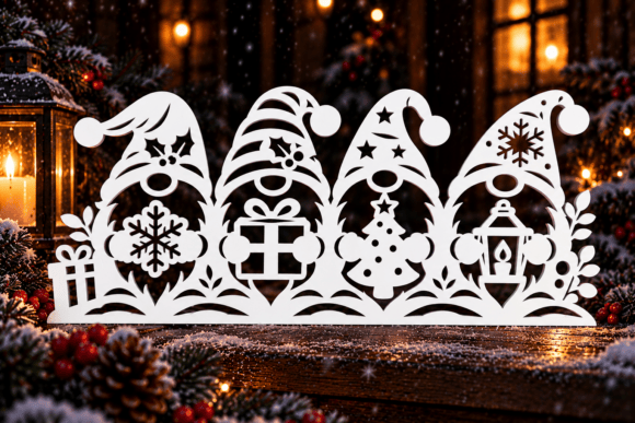 Christmas Gnome Trio Laser Cut File (Design 3) laser cut file
