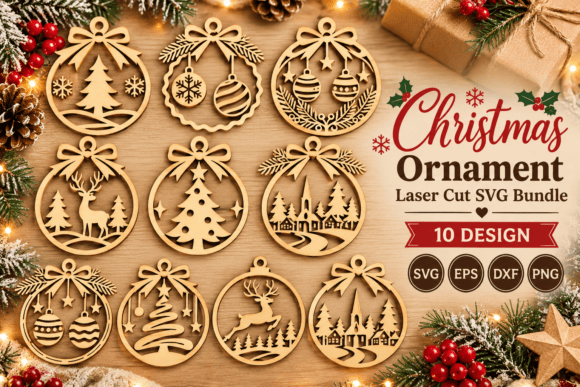 Christmas Ornament Laser Cut Bundle (Design 5) laser cut file