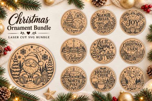 Christmas Ornament Laser Cut Bundle (Design 6) laser cut file
