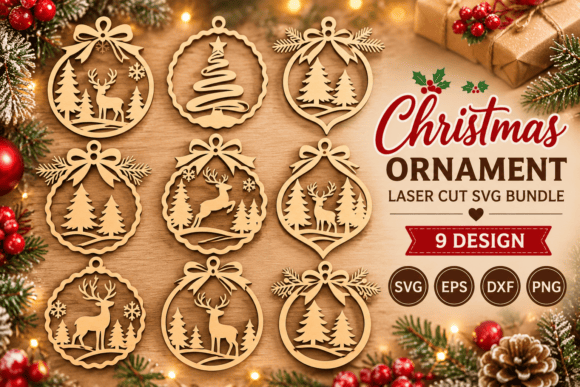 Christmas Ornament Laser Cut SVG Bundle (Design 6) laser cut file