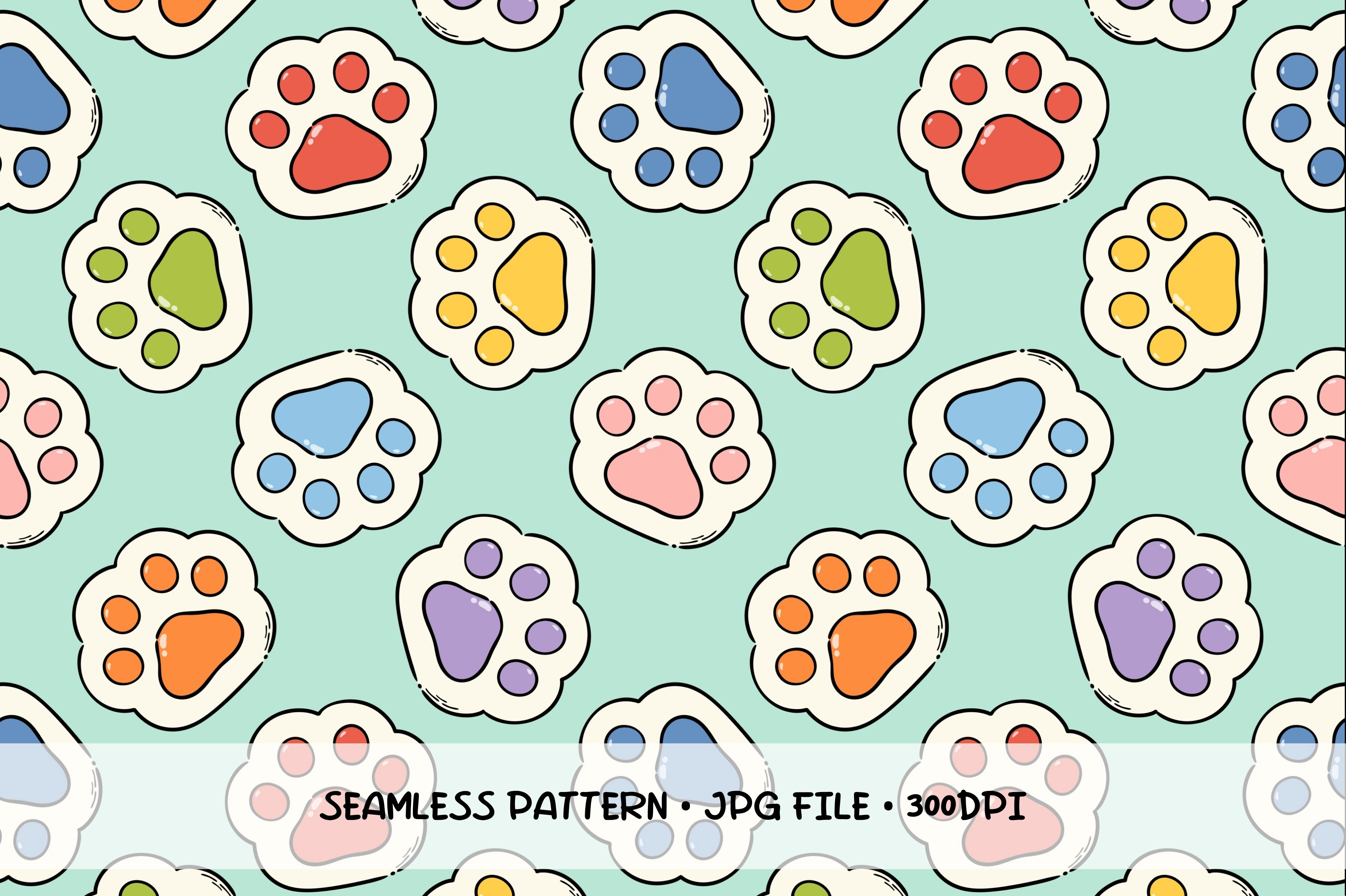 25 Lettering Graphics Calligraphy Colorful Cat Paws Seamless Pattern Graphic by YQvibe Studio · Creative ...