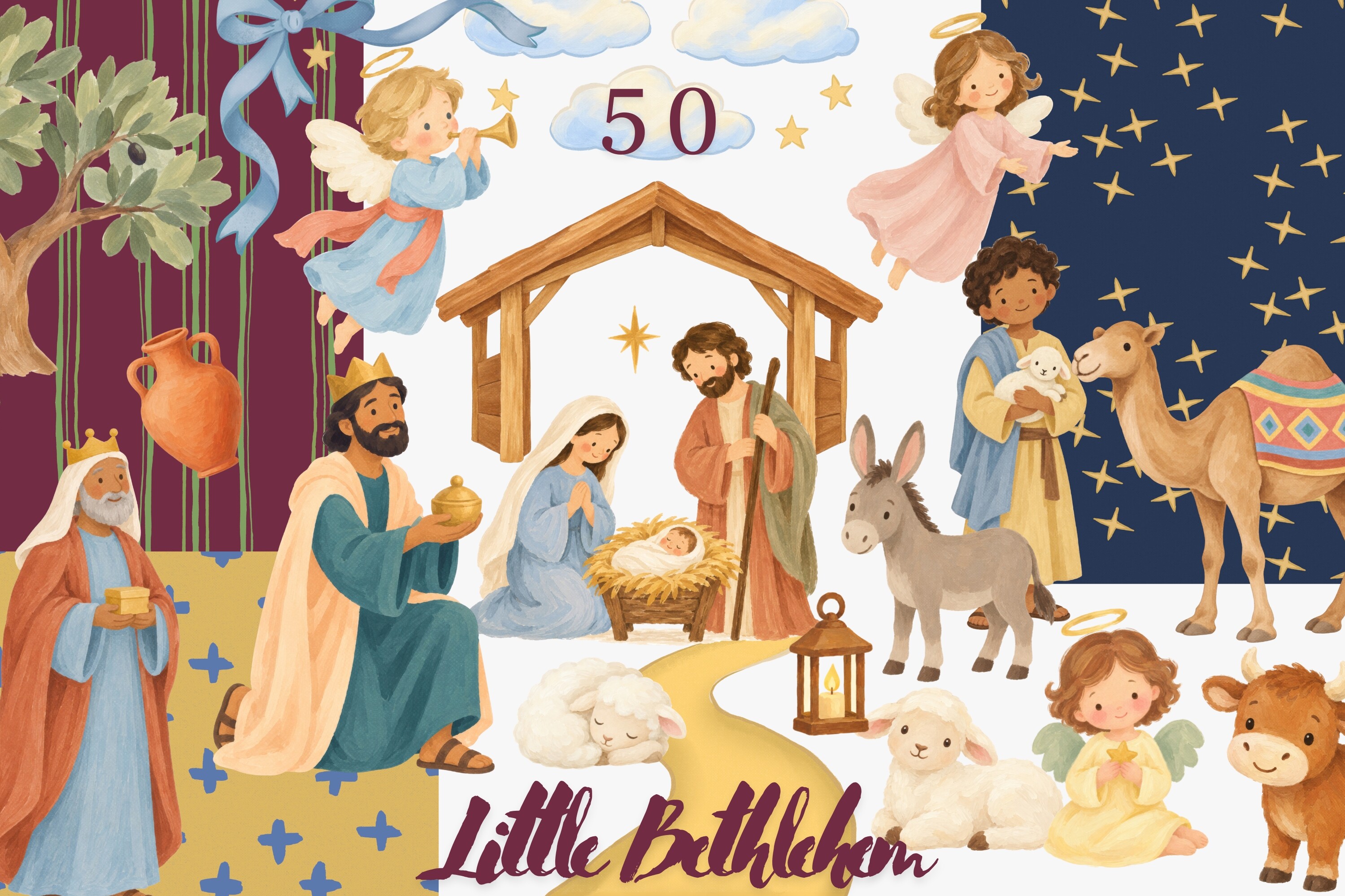 25 Lettering Graphics Calligraphy Nativity Clipart Collection Graphic by Patishop Art · Creative Fabrica