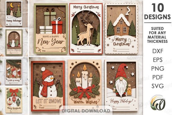 Christmas Cards Bundle Laser Cut laser cut file