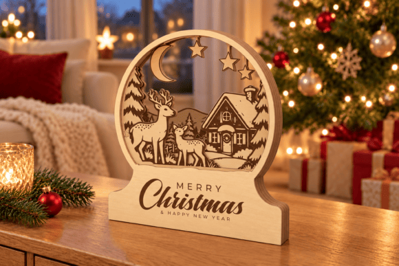 Christmas Deer Snow Globe Laser Cut SVG laser cut file