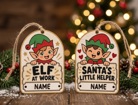 Christmas Elf Helper Ornament Laser Cut (Design 2) laser cut file