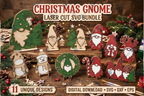 Christmas Gnome Laser Cut SVG Bundle laser cut file