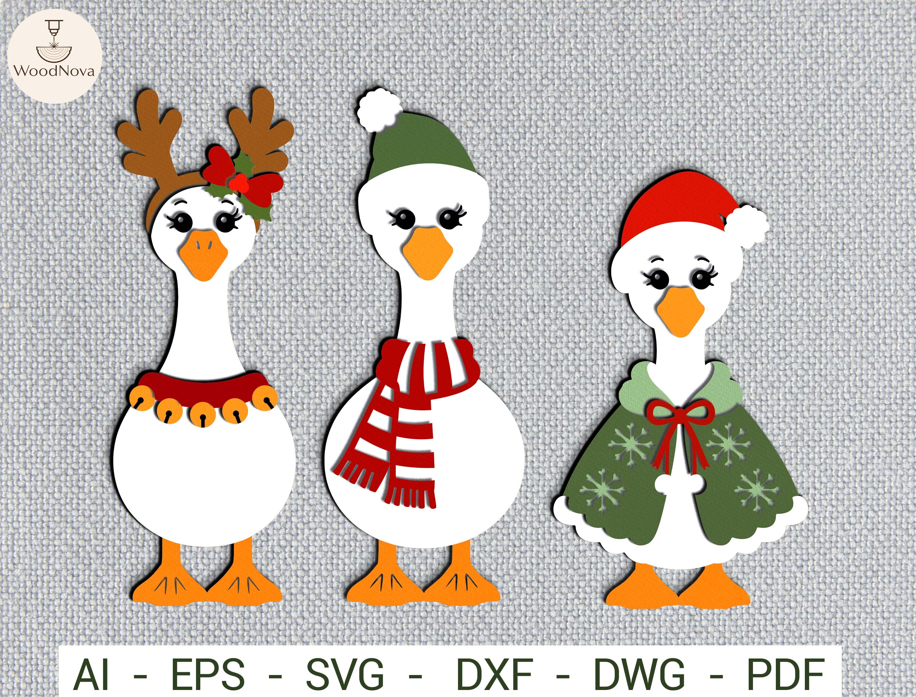Christmas Goose Paper Cutting Template · Creative Fabrica