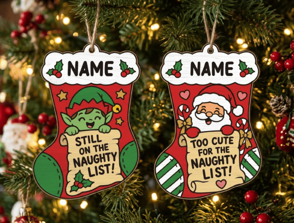 Christmas Naughty List Stocking Laser laser cut file