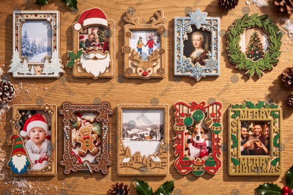 Christmas Photo Frame SVG Bundle laser cut file