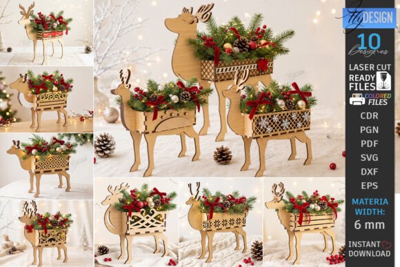 Christmas Planter Decor Laser Cut Bundle laser cut file