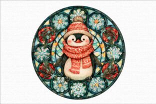 Christmas Round Stained Glass Clipart Graphic by designmaster ...