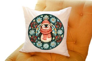 Christmas Round Stained Glass Clipart Graphic by designmaster ...