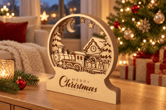 Christmas Train Snow Globe Laser Cut SVG laser cut file