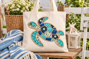 Floral Sea Turtle Applique Embroidery · Creative Fabrica