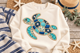 Floral Sea Turtle Applique Embroidery · Creative Fabrica