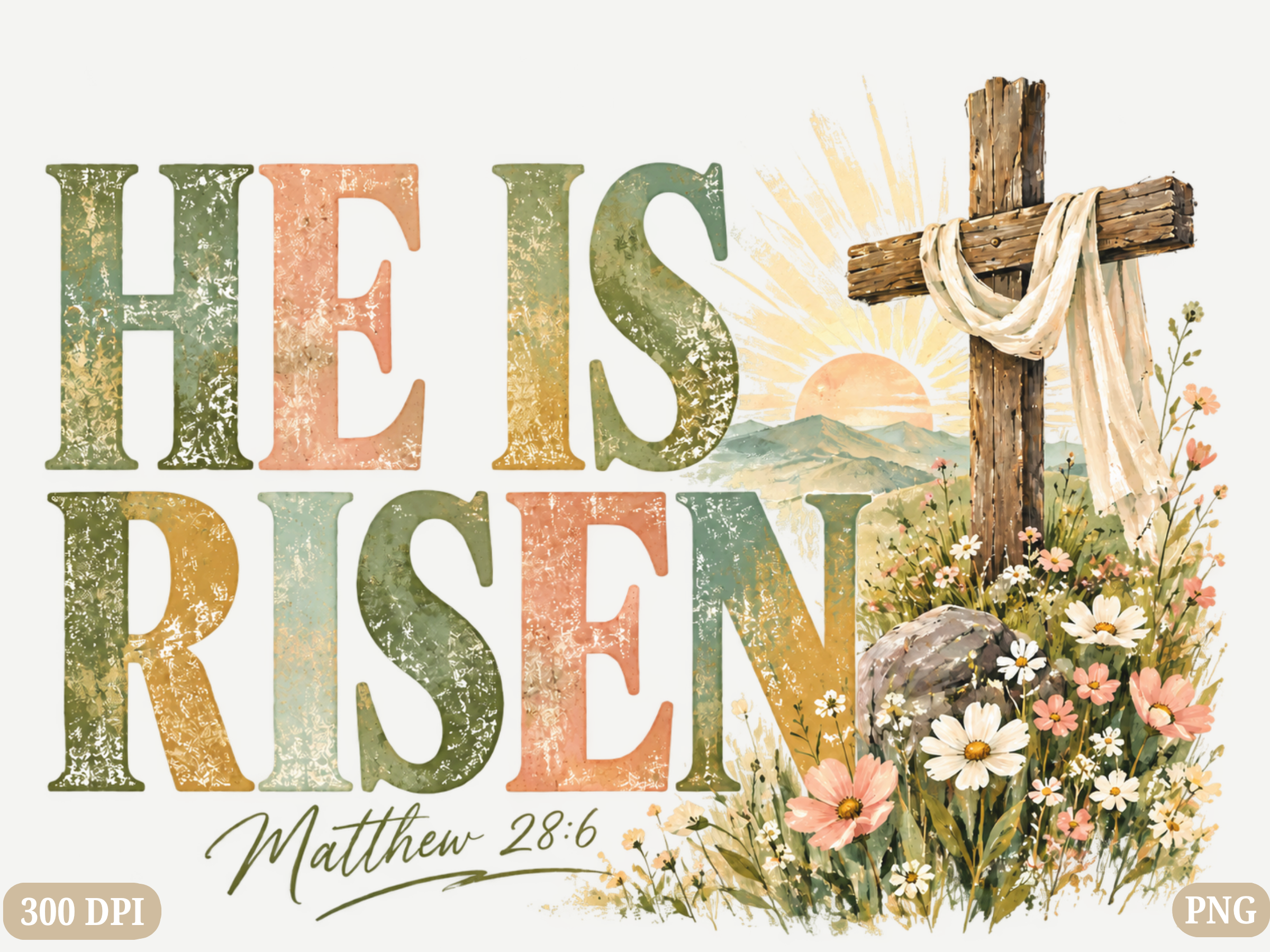 He is Risen Easter Christian PNG, Matthe Graphic by The Artistry Hub ...