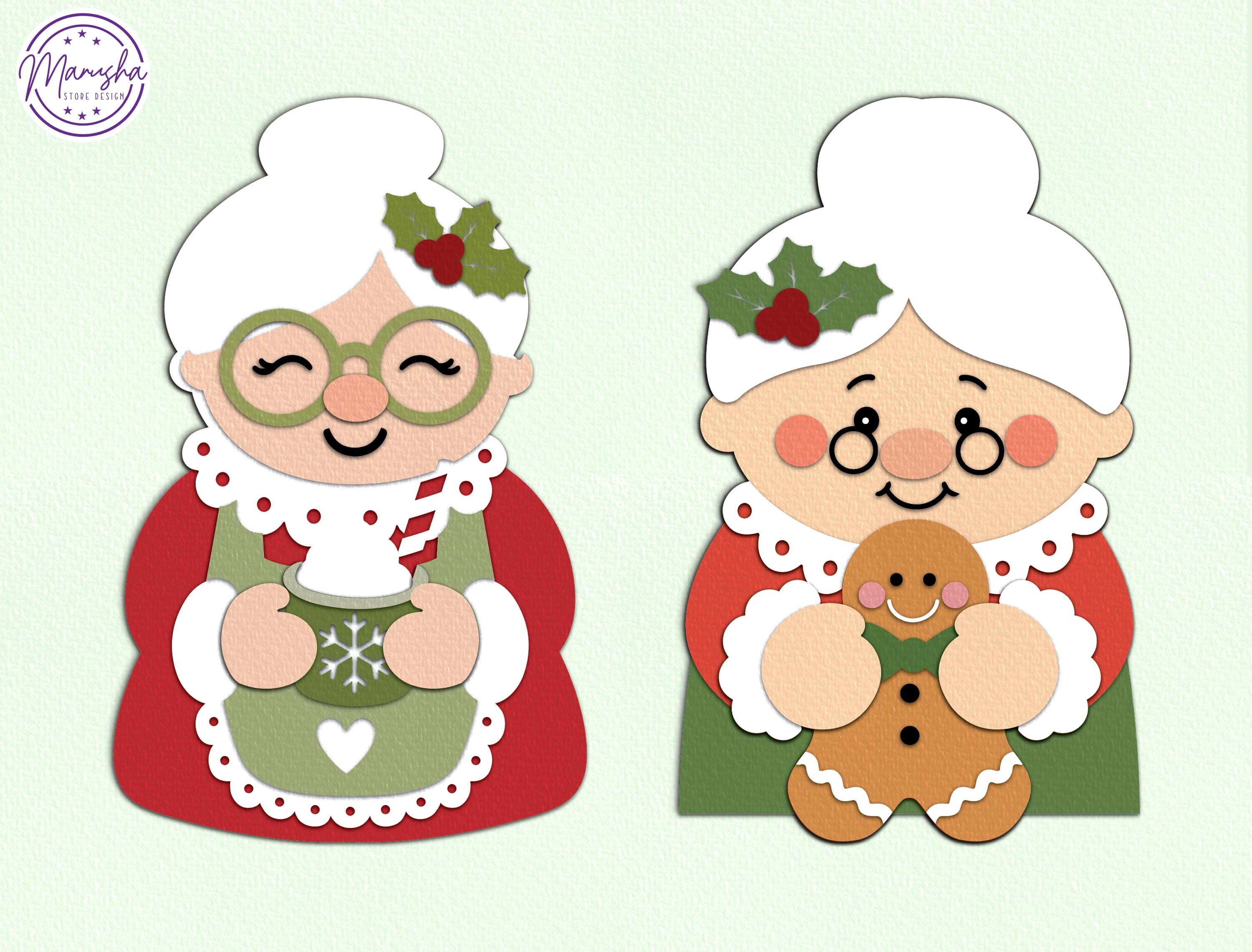 Mrs Claus and Santa Papercut Templates · Creative Fabrica