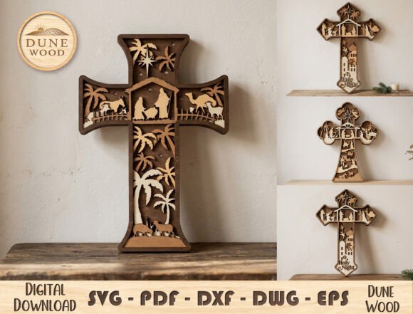 Nativity Cross Christmas SVG laser cut file