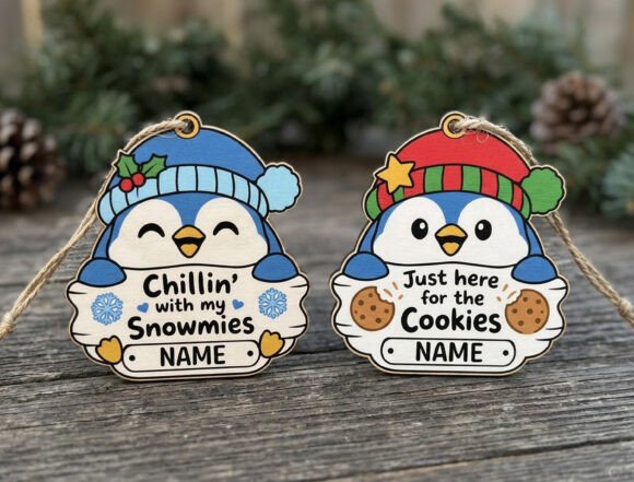 Penguin Christmas Ornament Laser Cut Set laser cut file