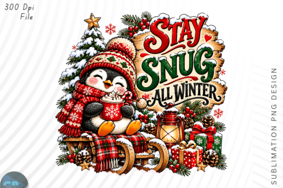 Stay Snug All Winter Cozy Penguin Christ Graphics