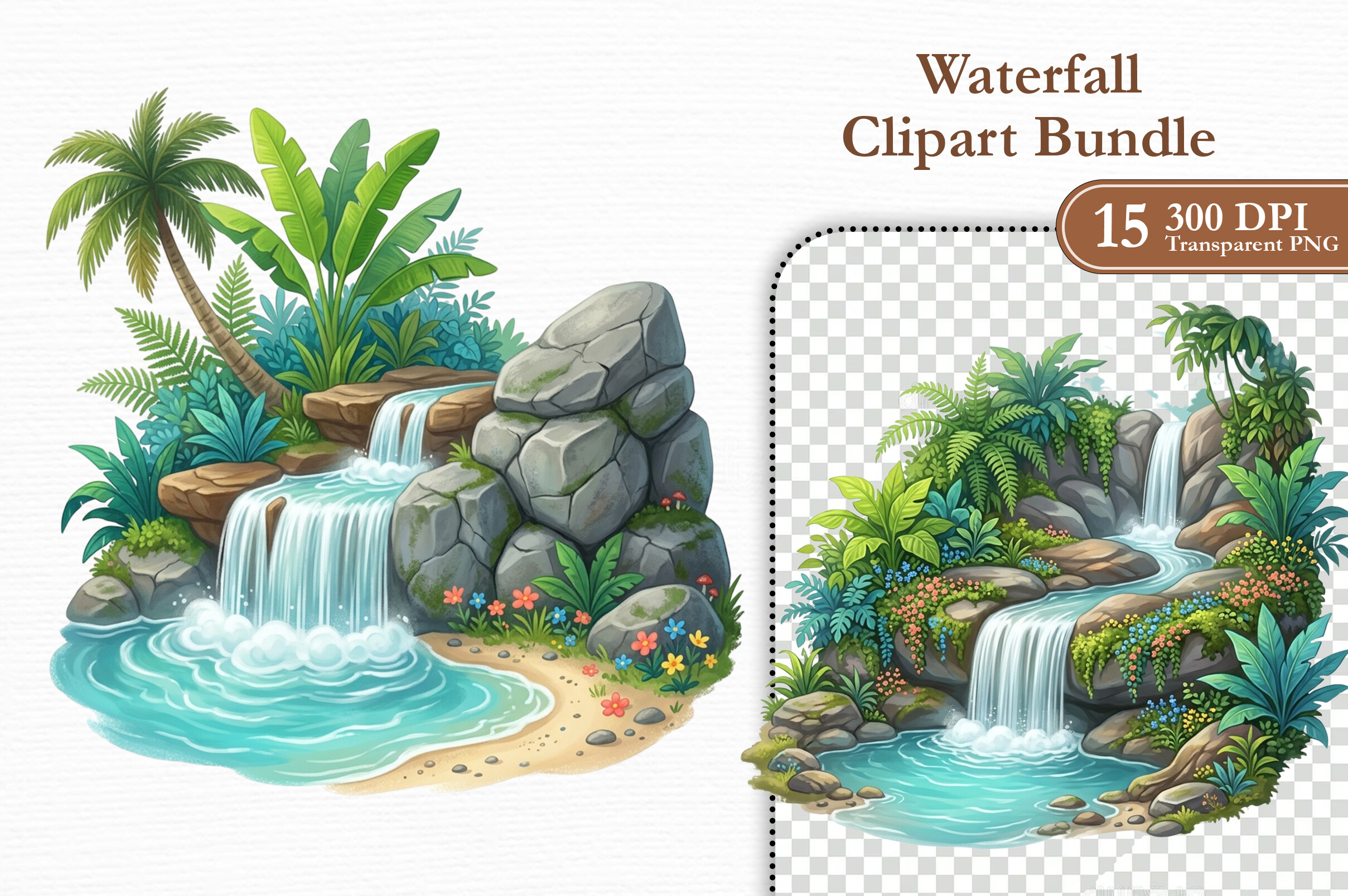 Zone Template Cursive Waterfall Clipart Bundle Graphic by KIDS ZONE · Creative Fabrica