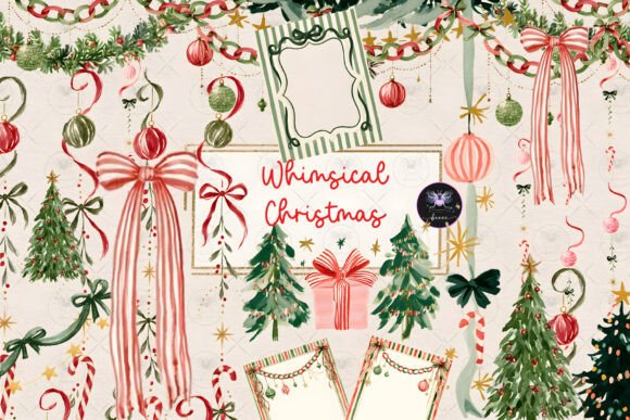 Whimsical Christmas Watercolor Clipart