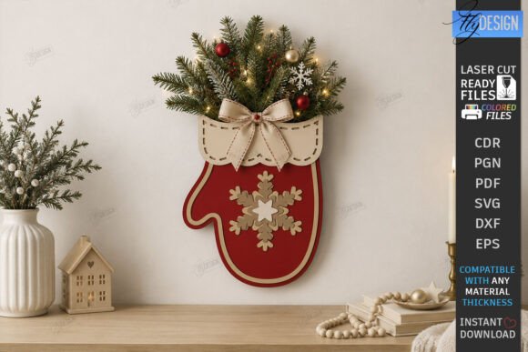 Wooden Christmas Wall Decor Laser Cut (Design 1) laser cut file