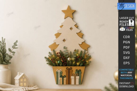 Wooden Christmas Wall Decor Laser Cut (Design 3) laser cut file