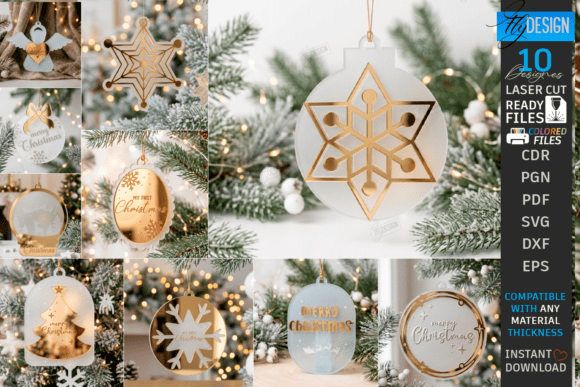 Acrylic Christmas Ornament Laser Cut Set laser cut file