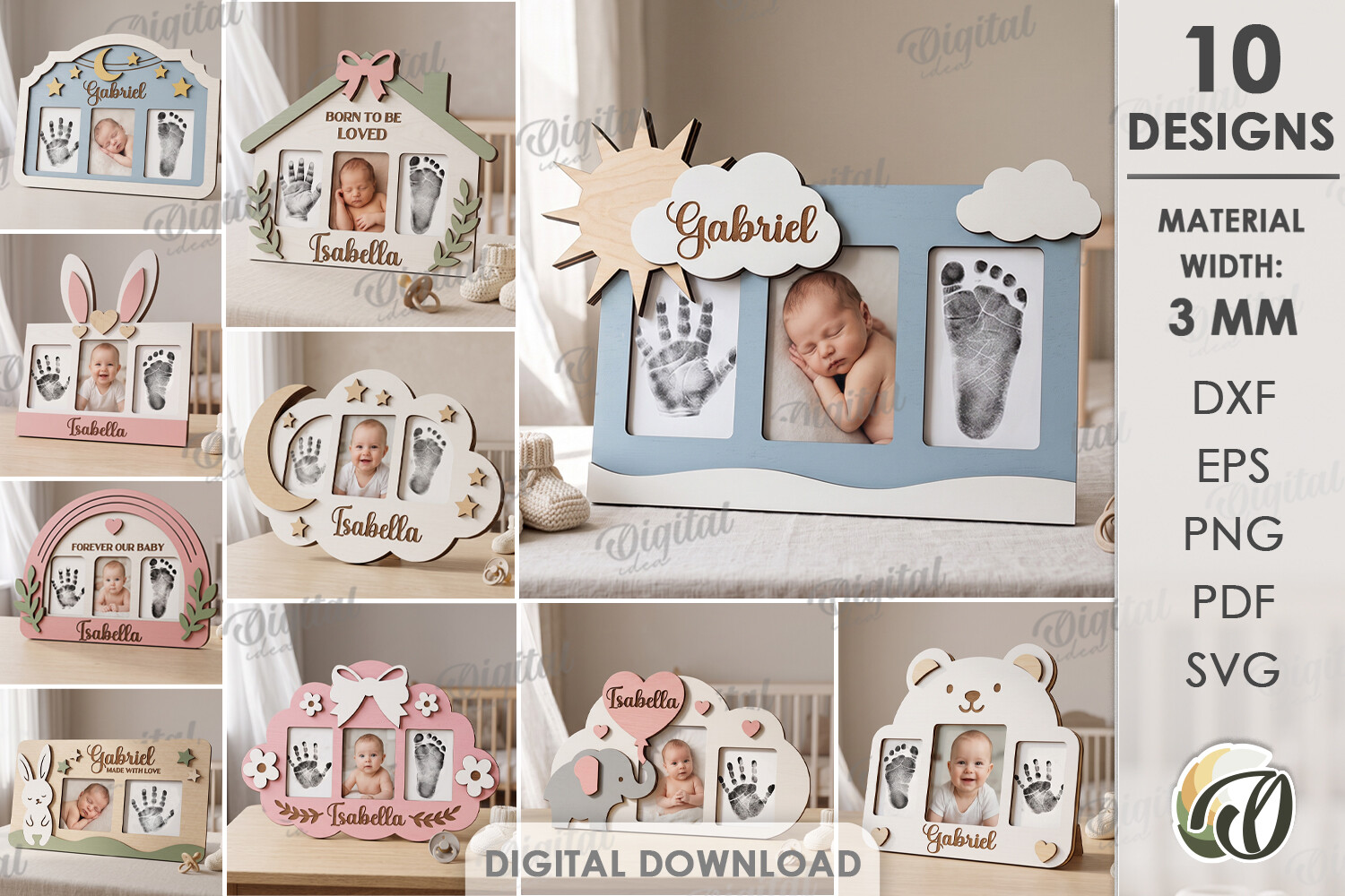 Baby Handprint & Footprint Frames Bundle · Creative Fabrica