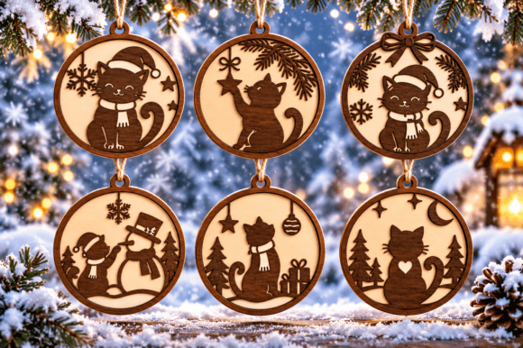 Cat Christmas Decoration Laser Cut Files laser cut file