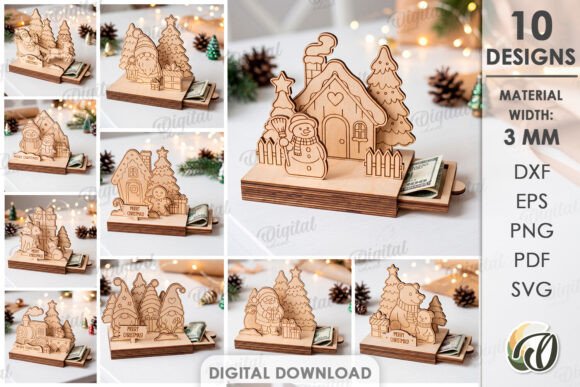 Christmas Cash Gift Boxes Bundle Laser laser cut file