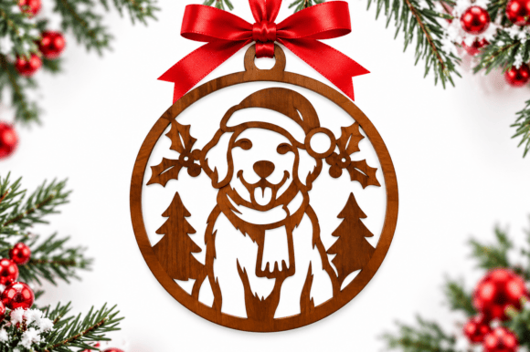 Christmas Dog Ornament Laser Cut Files (Design 1) laser cut file