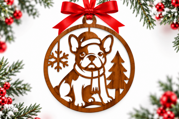 Christmas Dog Ornament Laser Cut Files (Design 2) laser cut file