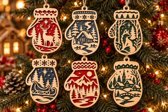 Christmas Mitten Laser Cut SVG Bundle laser cut file