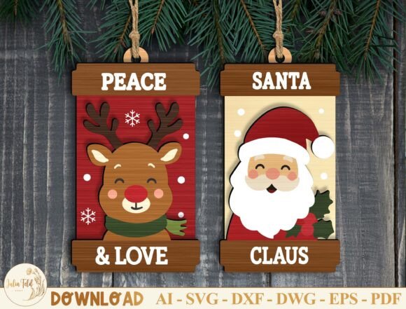 Christmas Ornament Laser Cut File Bundle (Design 2) laser cut file