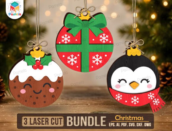Christmas Ornament SVG Bundle (Design 23) laser cut file