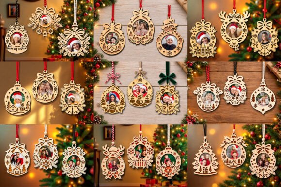 Christmas Photo Ornaments SVG Bundle laser cut file