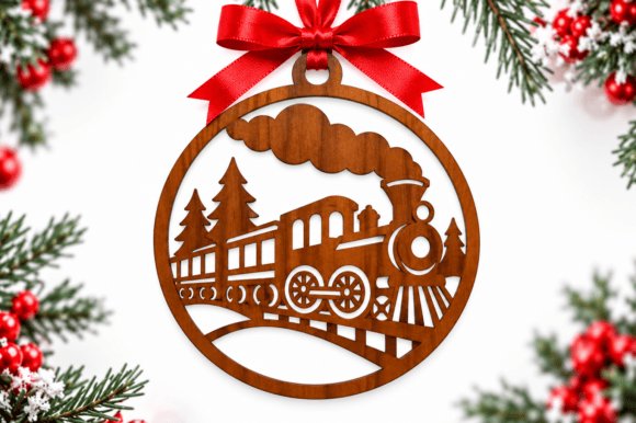 Christmas Steam Train Ornaments Laser laser cut file