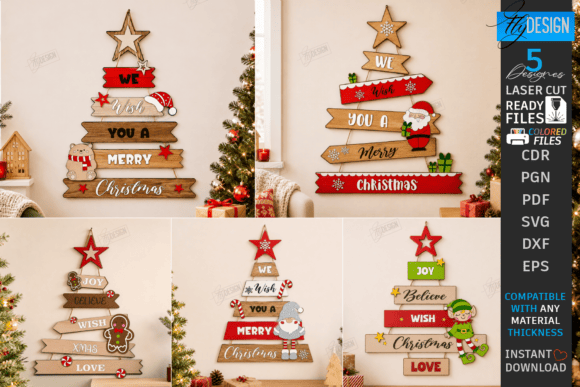 Christmas Tree Wall Decor Laser Bundle laser cut file