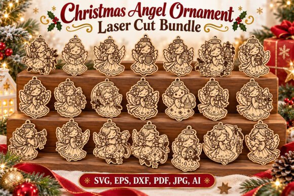 Laser Cut Christmas Angel Ornament SVG laser cut file