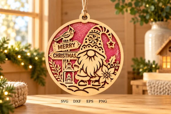 Merry Christmas Gnome Laser Cut laser cut file