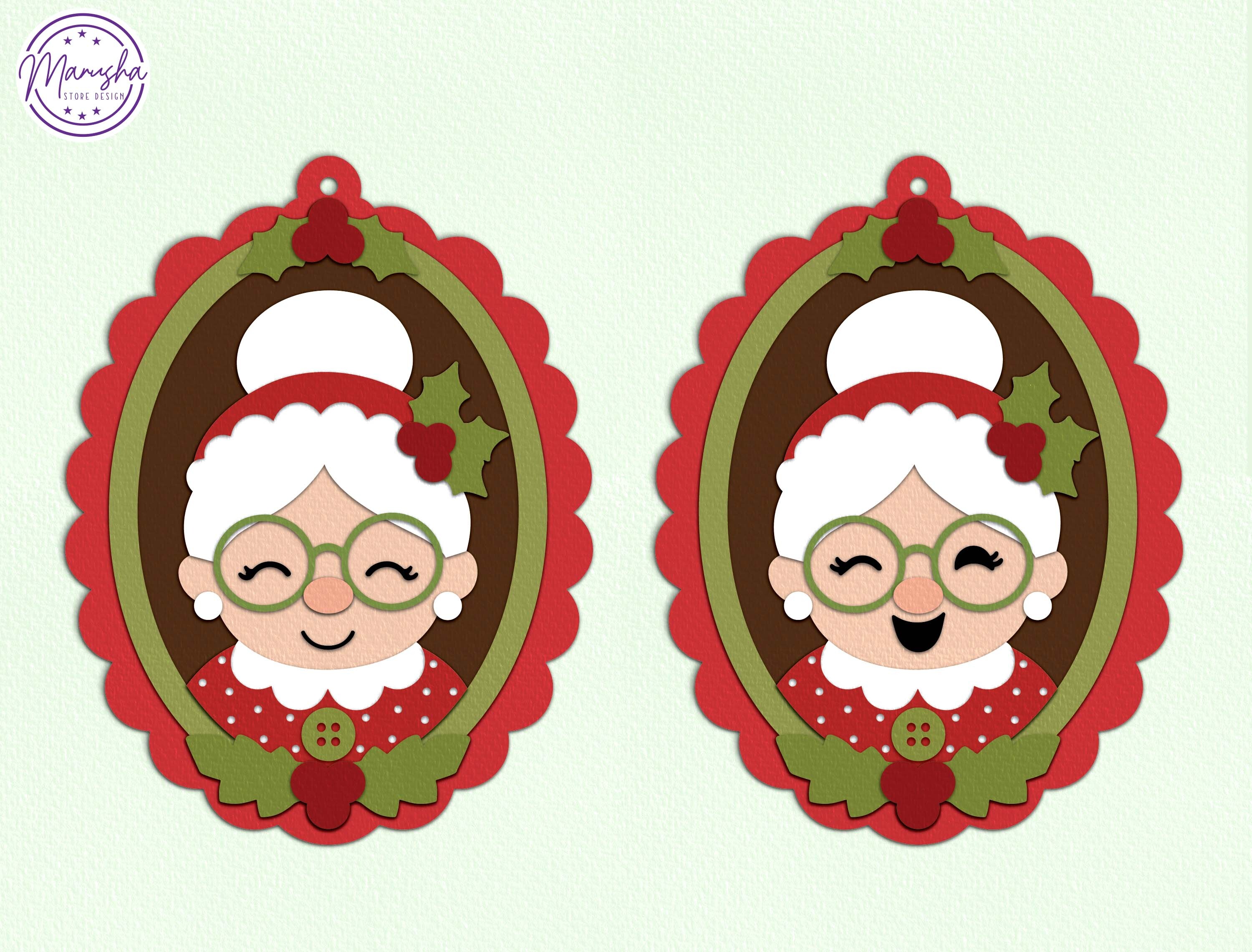 Mrs Claus Paper Cutting Template Svg · Creative Fabrica