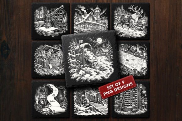 North Pole Postal Service Christmas - 9 Santa Mail Laser Engraving PNG Designs laser cut file