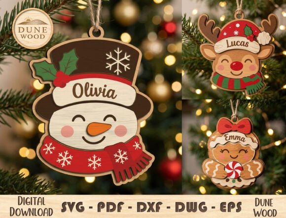 Christmas Laser Cut Ornaments Set laser cut file