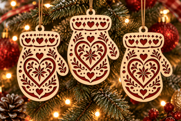 Scandinavian Christmas Mitten Laser Cut laser cut file