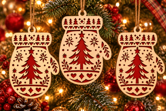Scandinavian Christmas Tree Mitten Laser laser cut file