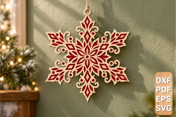 Snowflake Christmas Ornament SVG DXF laser cut file